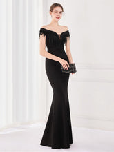 Off Shoulder Fringed Mermaid Prom Dress